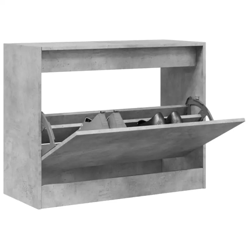 Schoenenkast 80X21X125,5 Cm Bewerkt Hout Betongrijs