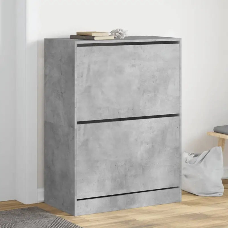 Schoenenkast 80X21X125,5 Cm Bewerkt Hout Betongrijs