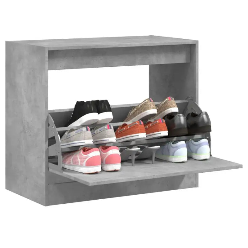 Schoenenkast 80X21X125,5 Cm Bewerkt Hout Betongrijs