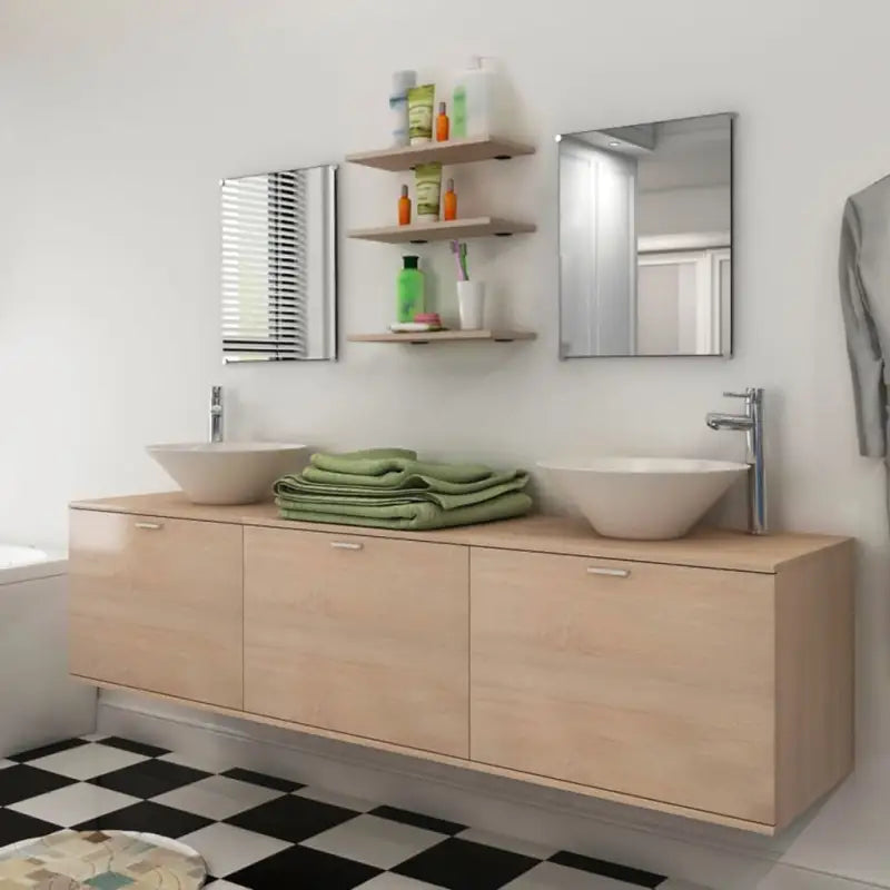 Compleet badkamermeubelset met zinken handvat for een stijlvolle uitstraling - Beige / Model 4 - Badkamermeubelsets