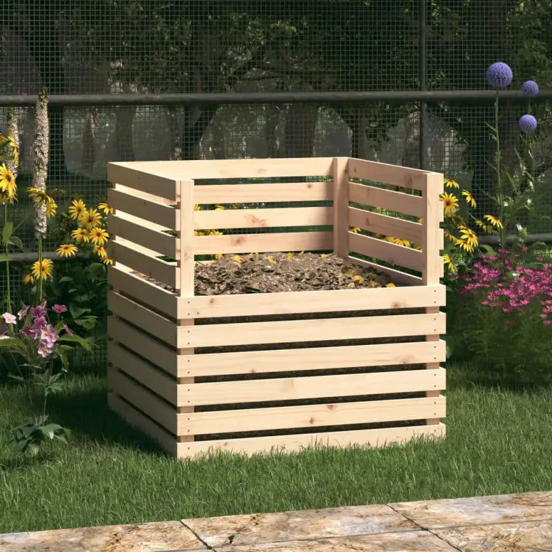 Compostbak met grote inhoud van massief grenenhout - Naturel / 80 x 80 x 78 cm / 1 - Compostbakken