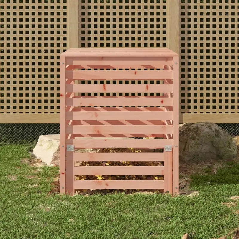 Compostbak met grote inhoud van massief grenenhout voor tuinafval - Natuurlijk douglashout / 82.5 x 82.5 x 99.5 cm / 1