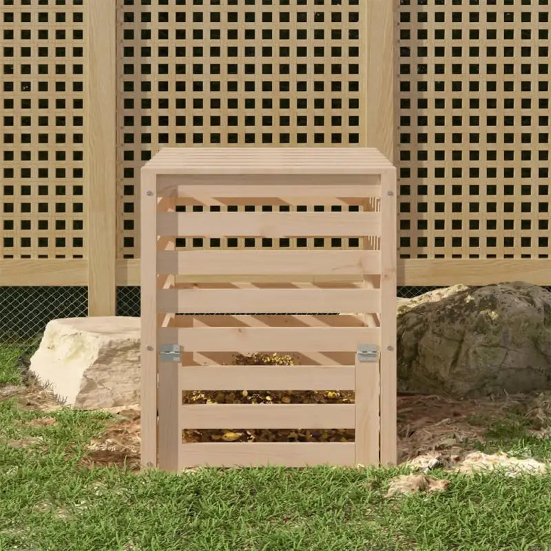 Compostbak met grote inhoud van massief grenenhout voor tuinafval - Natuurlijk grenenhout / 63.5 x 63.5 x 77.5 cm / 1