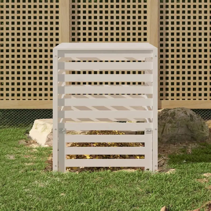 Compostbak met grote inhoud van massief grenenhout voor tuinafval - Wit grenenhout / 82.5 x 82.5 x 99.5 cm / 1