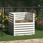 Compostbak met grote inhoud van massief grenenhout - Wit / 80 x 80 x 78 cm / 1 - Compostbakken