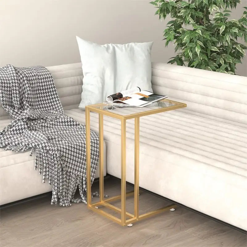 Computer bijzettafel met gehard glas voor een trendy uitstraling - Goud en transparant / 1 - Bijzettafels