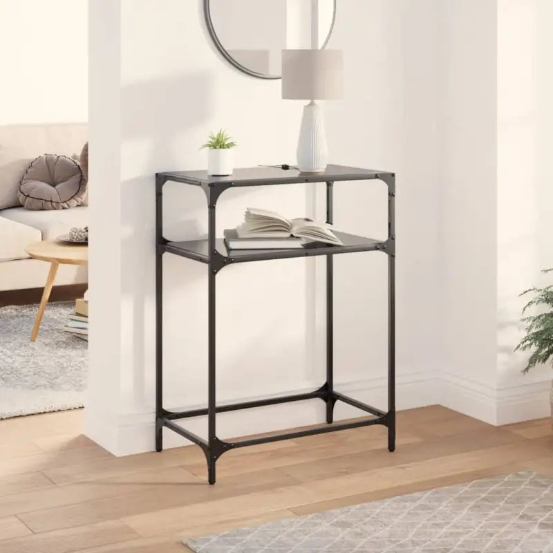Consoletafel met glazen blad als stijlvol middelpunt van je kamer - Zwart / 60 x 35 x 81 cm / 1 - Consoletafels