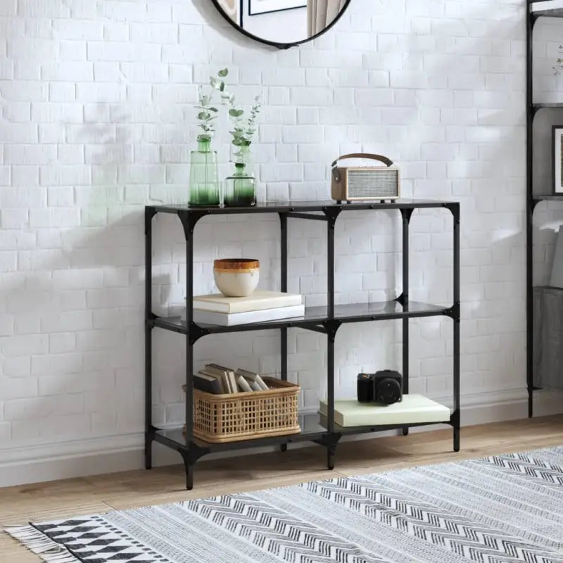 Consoletafel met glazen blad voor stijl en functionaliteit in je kamer - Zwart / 98 x 30 x 81 cm / 1 - Consoletafels