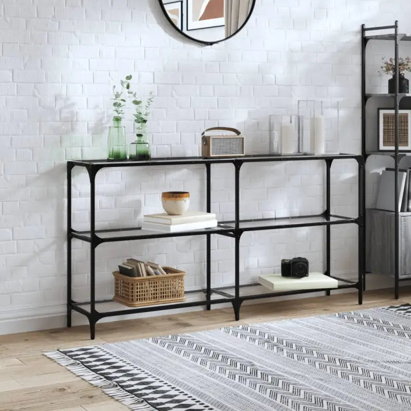Consoletafel met glazen blad voor stijl en functionaliteit in je kamer - Doorzichtig / 158.5 x 30 x 81 cm / 1