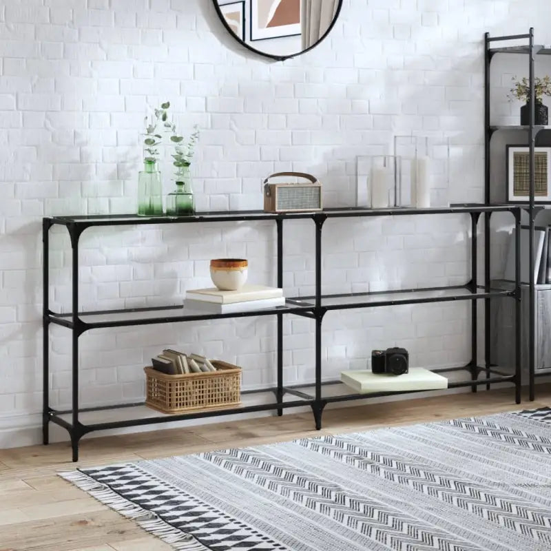 Consoletafel met glazen blad voor stijl en functionaliteit in je kamer - Doorzichtig / 194.5 x 30 x 81 cm / 1