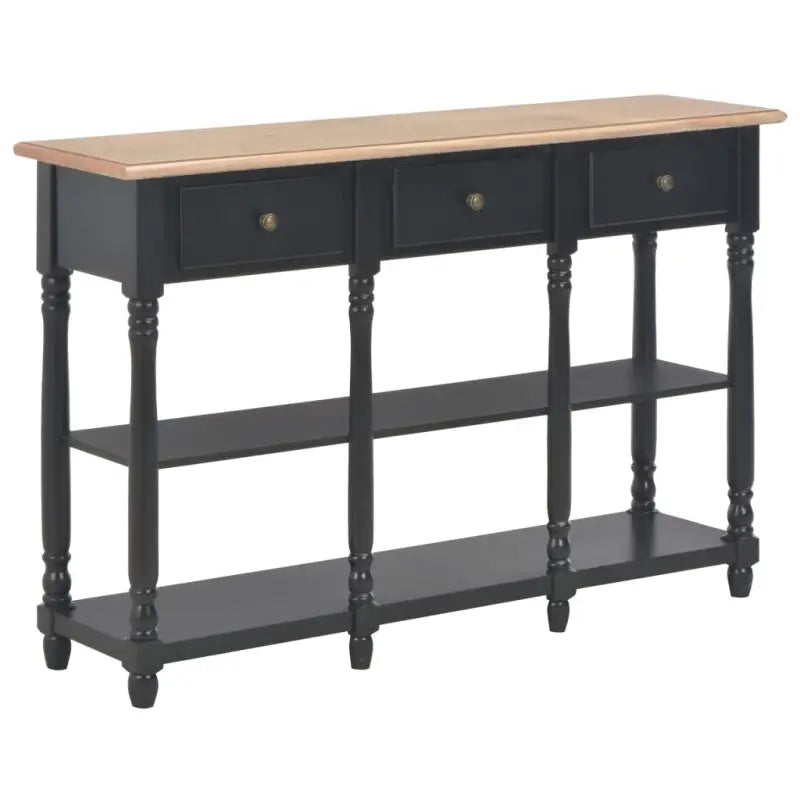 Consoletafel van bewerkt hout of massief grenenhout voor stijl en opbergruimte - Zwart / 1 - Consoletafels
