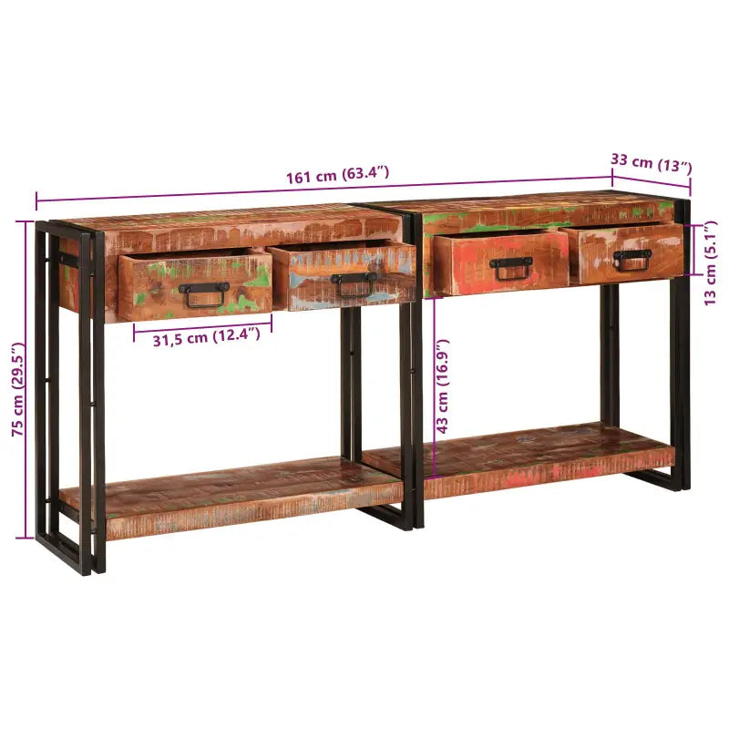 Consoletafels met gerecycled hout en metalen frame voor praktische stijl - Consoletafels
