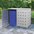 Containerberging voor afvalcontainer met handige ventilatieopeningen in roestvrij staal - 2 containers / 1