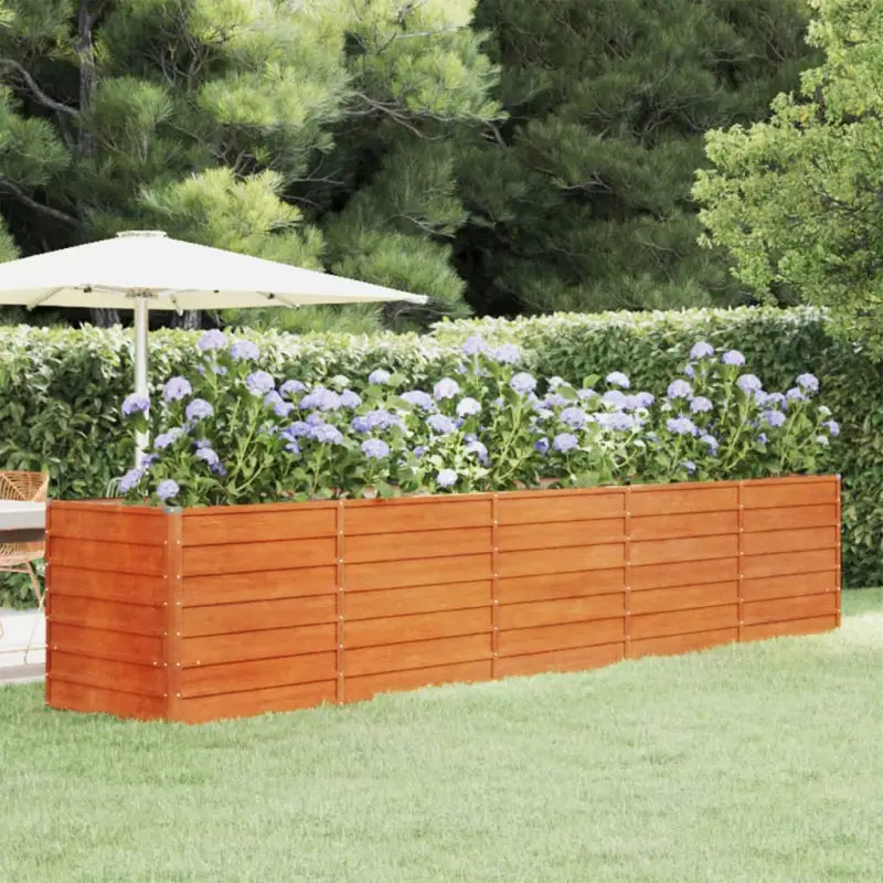 Cortenstalen plantenbak voor tuin en balkon - 400 x 80 x 77 cm / 1 - Bloempotten & plantenbakken