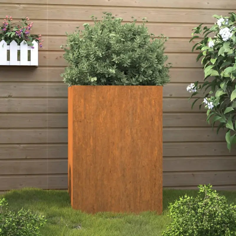 Cortenstalen plantenbakken voor tuin balkon en terras - Cortenstaal/Bruin / 42 x 38 x 75 cm / 1 - Bloempotten &