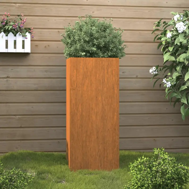 Cortenstalen plantenbakken voor tuin balkon en terras - Cortenstaal/Bruin / 32 x 29 x 75 cm / 1 - Bloempotten &
