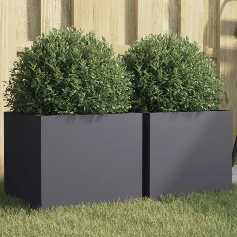Cortenstalen plantenbakken voor tuin balkon en terras - Staal/Antracietkleurig / 32 x 30 x 29 cm / 2 - Bloempotten &
