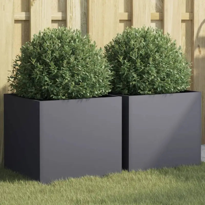 Cortenstalen plantenbakken voor tuin balkon en terras - Staal/Antracietkleurig / 42 x 40 x 39 cm / 2 - Bloempotten &