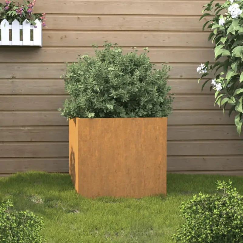 Cortenstalen plantenbakken voor tuin balkon en terras - Cortenstaal/Bruin / 32 x 30 x 29 cm / 1 - Bloempotten &