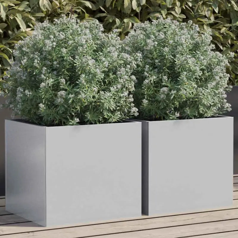 Cortenstalen plantenbakken voor tuin balkon en terras - Gegalvaniseerd staal/Grijs / 32 x 30 x 29 cm / 2 - Bloempotten