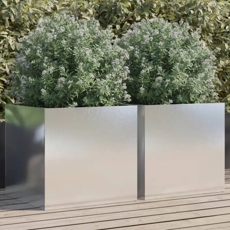 Cortenstalen plantenbakken voor tuin balkon en terras - Roestvrij staal/Lichtgrijs / 49 x 47 x 46 cm / 2 - Bloempotten