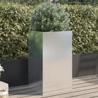 Cortenstalen plantenbakken voor tuin balkon en terras - Roestvrij staal/Lichtgrijs / 42 x 38 x 75 cm / 1 - Bloempotten