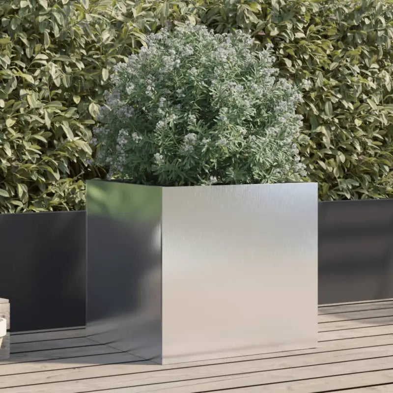 Cortenstalen plantenbakken voor tuin balkon en terras - Roestvrij staal/Lichtgrijs / 49 x 47 x 46 cm / 1 - Bloempotten