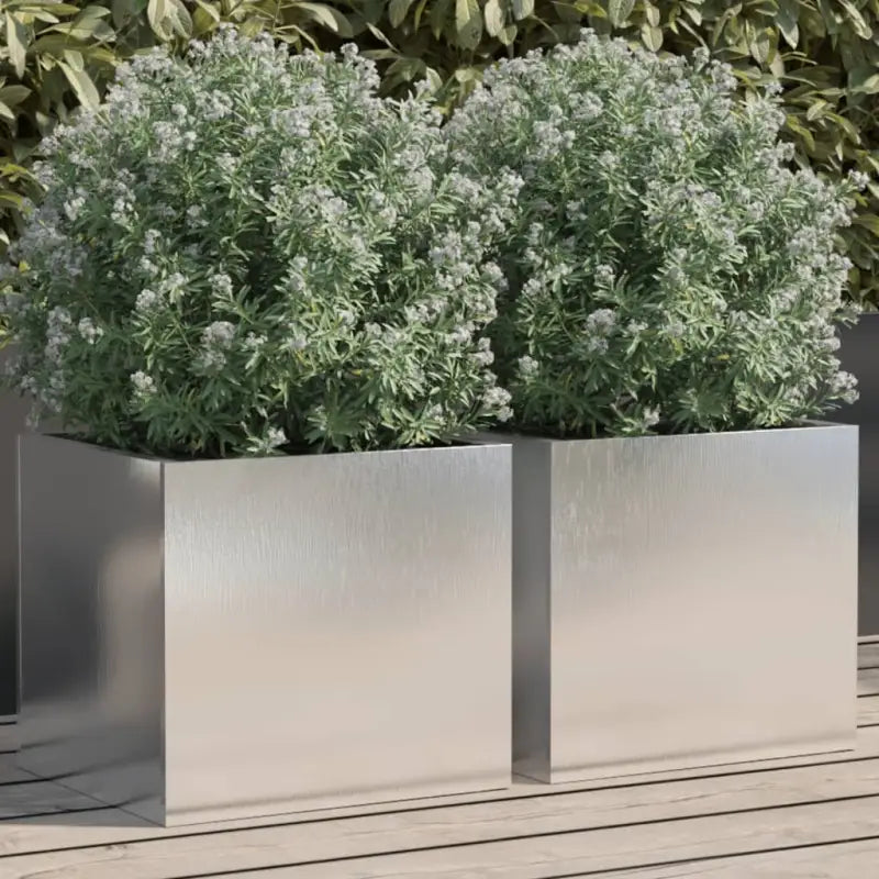 Cortenstalen plantenbakken voor tuin balkon en terras - Roestvrij staal/Lichtgrijs / 32 x 30 x 29 cm / 2 - Bloempotten