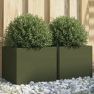 Cortenstalen plantenbakken voor tuin balkon en terras - Staal/Groen / 32 x 30 x 29 cm / 2 - Bloempotten & plantenbakken