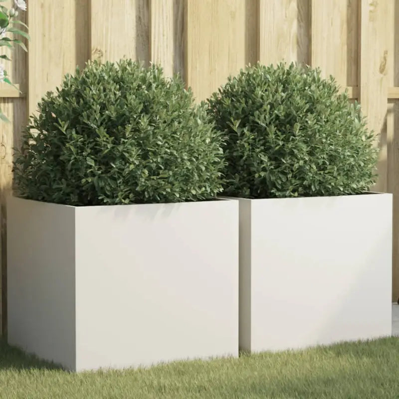 Cortenstalen plantenbakken voor tuin balkon en terras - Staal/Wit / 49 x 47 x 46 cm / 2 - Bloempotten & plantenbakken