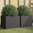 Cortenstalen plantenbakken voor tuin balkon en terras - Staal/Zwart / 32 x 30 x 29 cm / 2 - Bloempotten & plantenbakken