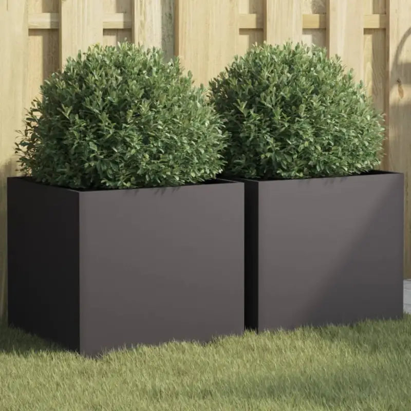 Cortenstalen plantenbakken voor tuin balkon en terras - Staal/Zwart / 42 x 40 x 39 cm / 2 - Bloempotten & plantenbakken