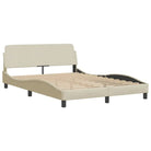 Crème bedframe met LED-verlichting en multiplex lattenbodem - Bedden & bedframes
