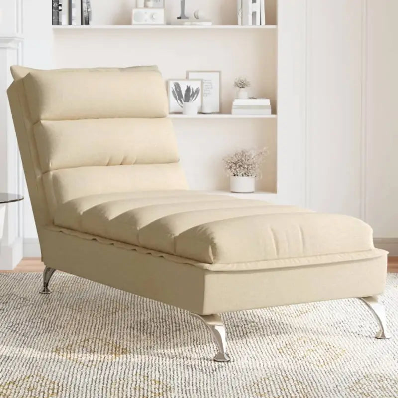 Decoratieve chaise longue met multiplex lattenbodem en duurzame stof - Crème / 1 / zonder massage - Chaises longues
