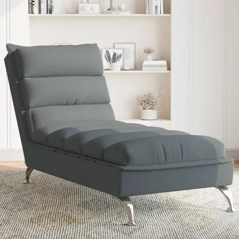Decoratieve chaise longue met multiplex lattenbodem en duurzame stof - Donkergrijs / 1 / zonder massage - Chaises