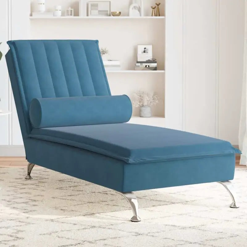 Decoratieve massage chaise longue met multiplex lattenbodem en zacht fluweel - Blauw / 1 - Chaises longues