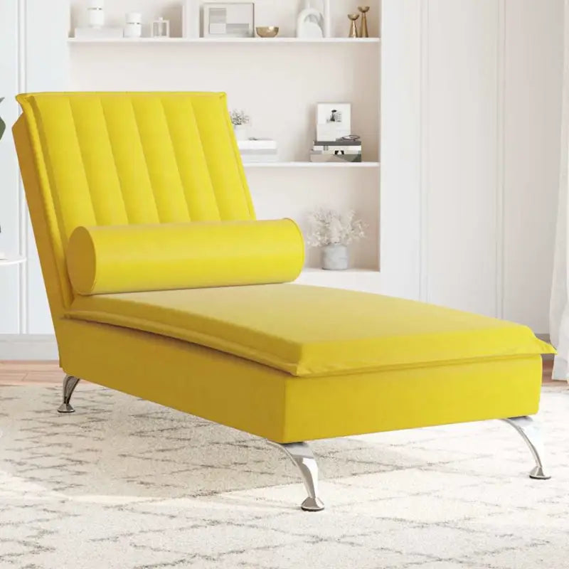 Decoratieve massage chaise longue met multiplex lattenbodem en zacht fluweel - Geel / 1 - Chaises longues
