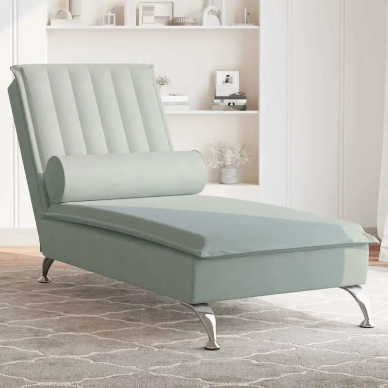 Decoratieve massage chaise longue met multiplex lattenbodem en zacht fluweel - Lichtgrijs / 1 - Chaises longues