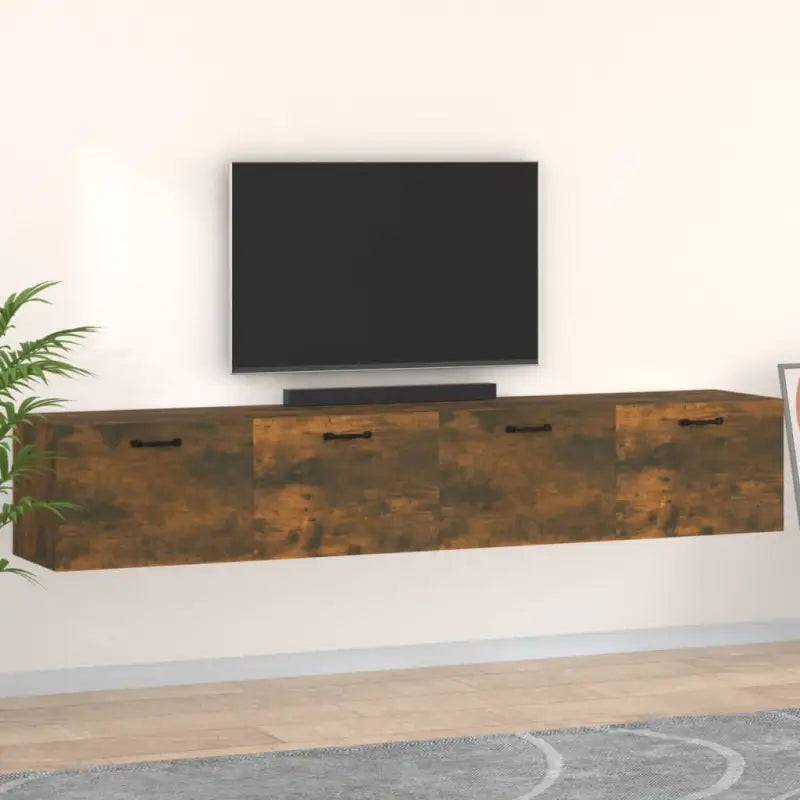 Decoratieve muuropbergkasten van bewerkt hout voor binnen en opbergruimte - Gerookt eiken / 100 x 36.5 x 35 cm / 1
