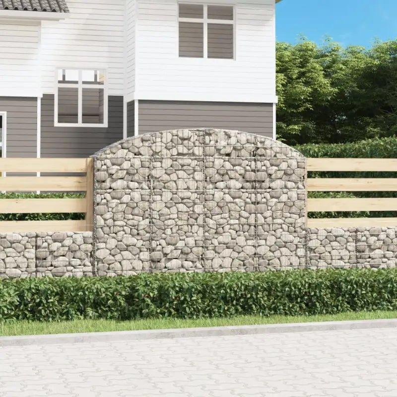 Decoratieve tuinbarrière van gegalvaniseerd ijzer met versterkte schanskorfhaken - 200 x 30 x 140/160 cm / 1