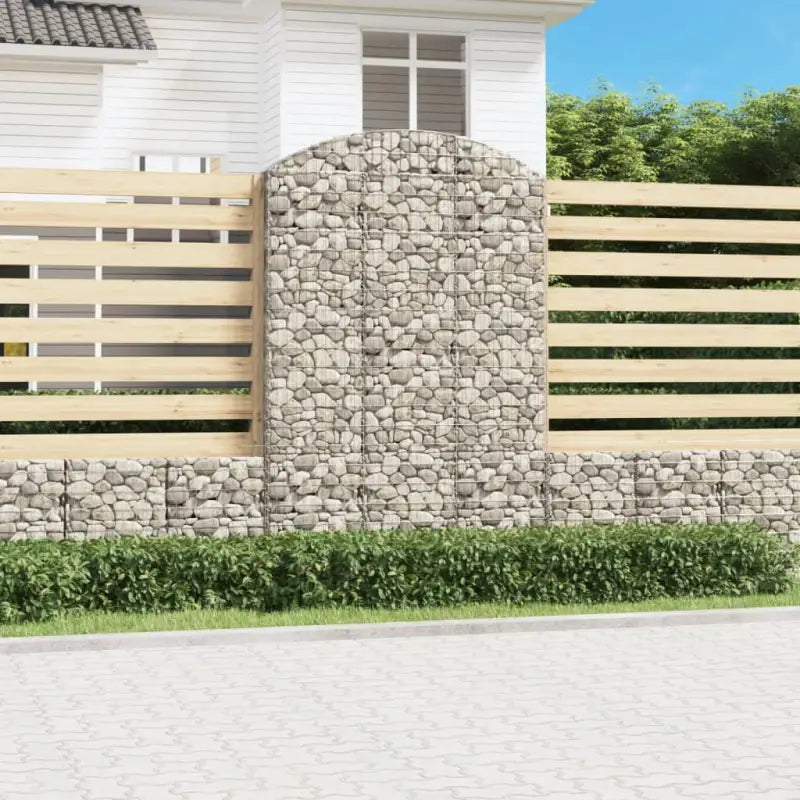Decoratieve tuinbarrière van gegalvaniseerd ijzer met versterkte schanskorfhaken - 150 x 30 x 220/240 cm / 1