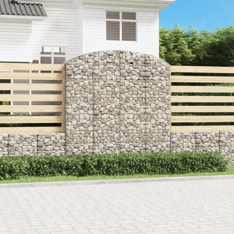 Decoratieve tuinbarrière van gegalvaniseerd ijzer met versterkte schanskorfhaken - 200 x 50 x 200/220 cm / 1