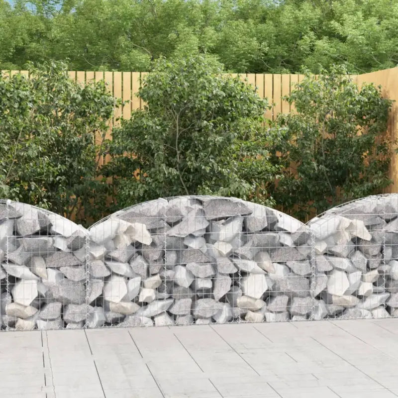 Decoratieve tuinbarrière van gegalvaniseerd ijzer met versterkte schanskorfhaken - 150 x 30 x 60/80 cm / 1