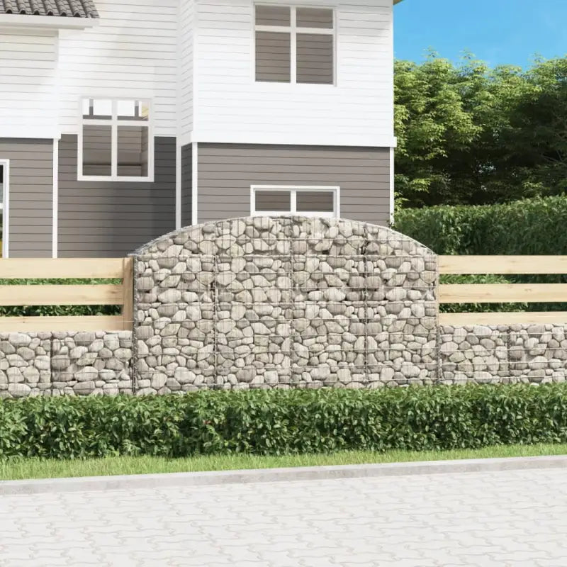Decoratieve tuinbarrière van gegalvaniseerd ijzer met versterkte schanskorfhaken - 200 x 30 x 120/140 cm / 1