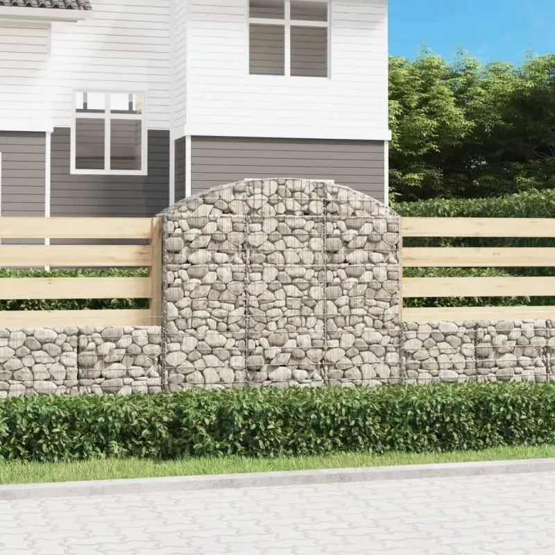 Decoratieve tuinbarrière van gegalvaniseerd ijzer met versterkte schanskorfhaken - 150 x 30 x 140/160 cm / 1