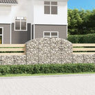 Decoratieve tuinbarrière van gegalvaniseerd ijzer met versterkte schanskorfhaken - 200 x 50 x 120/140 cm / 1