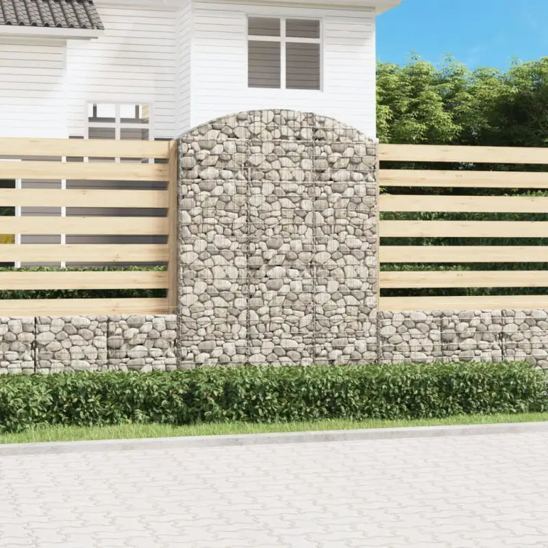 Decoratieve tuinbarrière van gegalvaniseerd ijzer met versterkte schanskorfhaken - 150 x 30 x 200/220 cm / 1