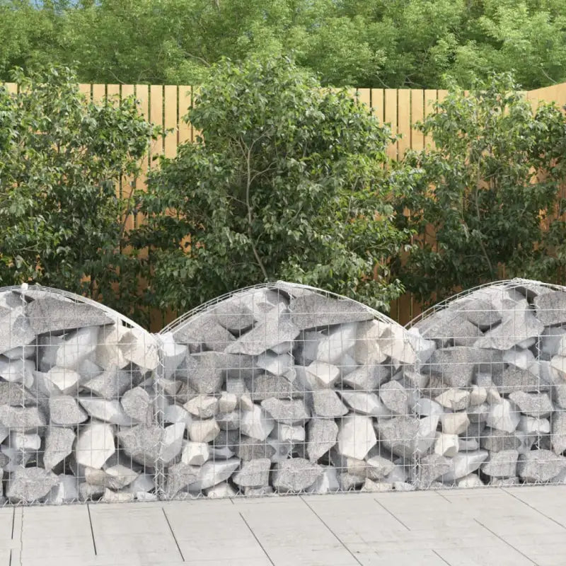 Decoratieve tuinbarrière van gegalvaniseerd ijzer met versterkte schanskorfhaken - 100 x 30 x 60/80 cm / 1