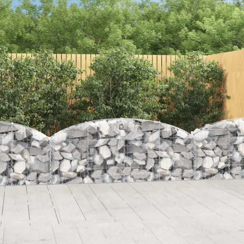 Decoratieve tuinbarrière van gegalvaniseerd ijzer met versterkte schanskorfhaken - 200 x 30 x 60/80 cm / 1