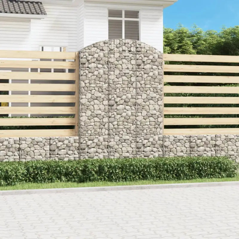 Decoratieve tuinbarrière van gegalvaniseerd ijzer met versterkte schanskorfhaken - 150 x 50 x 220/240 cm / 1